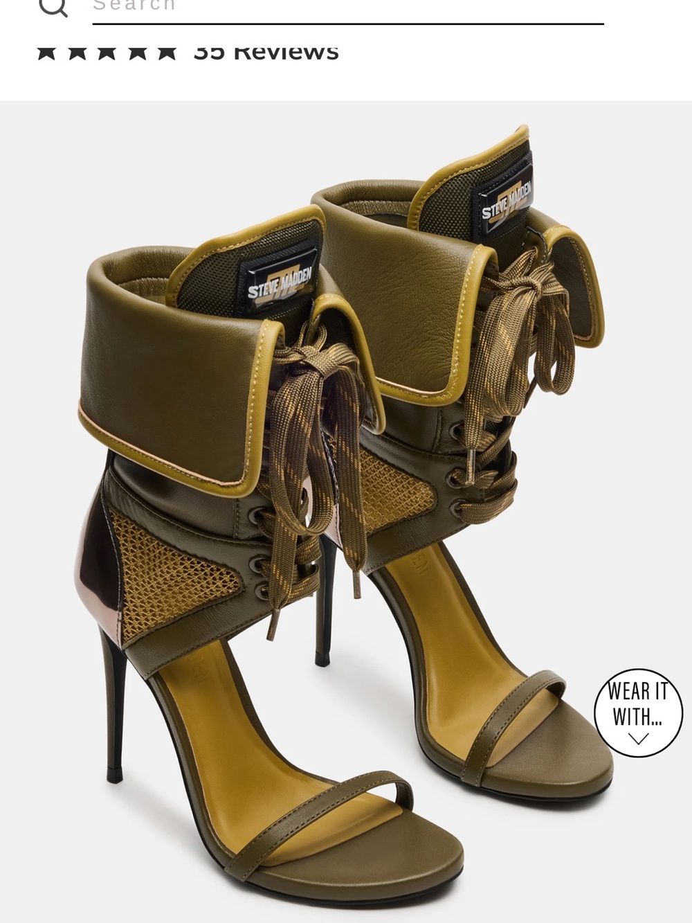 Steve Madden Olive Green Lace-Up High Heel Sandals